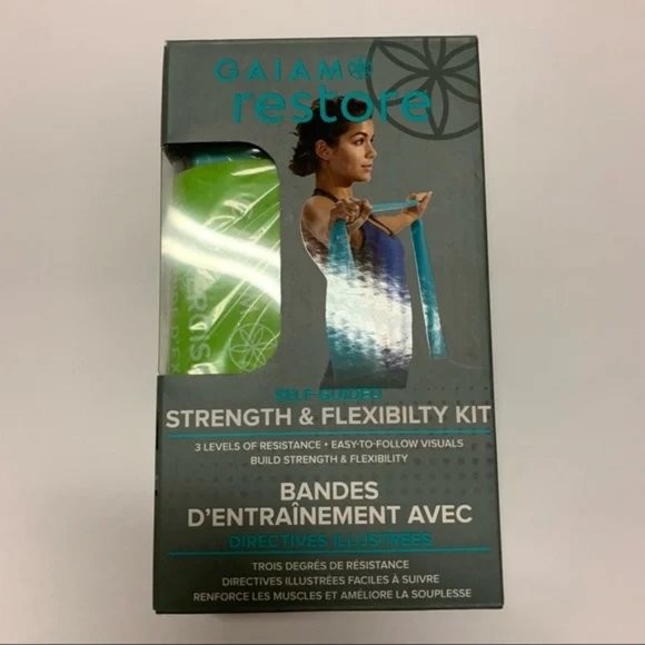 Gaiam Restore Strength Flexibility Resistance Band Kit Set 3 Levels Resistance - Picture 8 of 8
